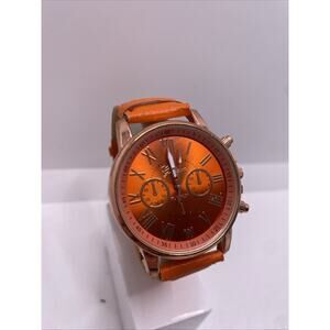 Geneva Womens Orange Rose Gold Fashion Watch Works New Battery